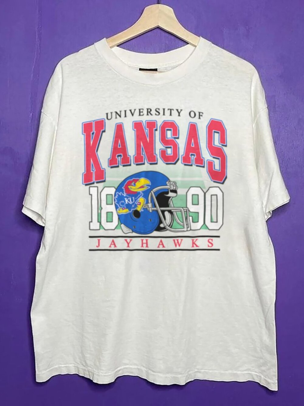 90s Vintage Kansas Jayhawks Football Shirt, Retro University of Kansas Shirt Tee